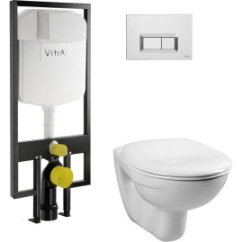 Комплект подвесной унитаз VITRA NORMUS, система инсталляции VITRA V8, кнопка LOOP R глянцевый хром, сиденье микролифт Комплект подвесной унитаз VITRA NORMUS, система инсталляции VITRA V8, кнопка LOOP R глянцевый хром, сиденье микролифт