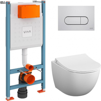 Комплект унитаза с инсталляцией VITRA L-BOX SENTO 9830B003-7212 с сиденьем Микролифт и клавишей смыва Хром